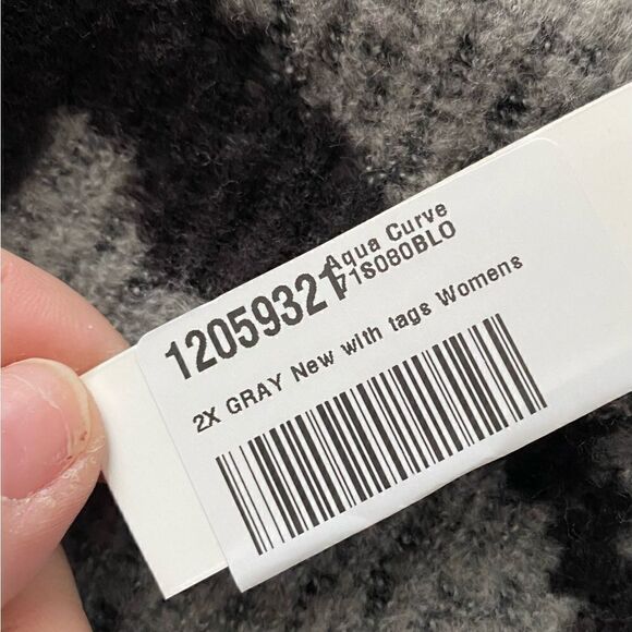 Aqua Curve Black Gray Zebra Cardigan Sweater Size 2X New with tags - Picture 7 of 9